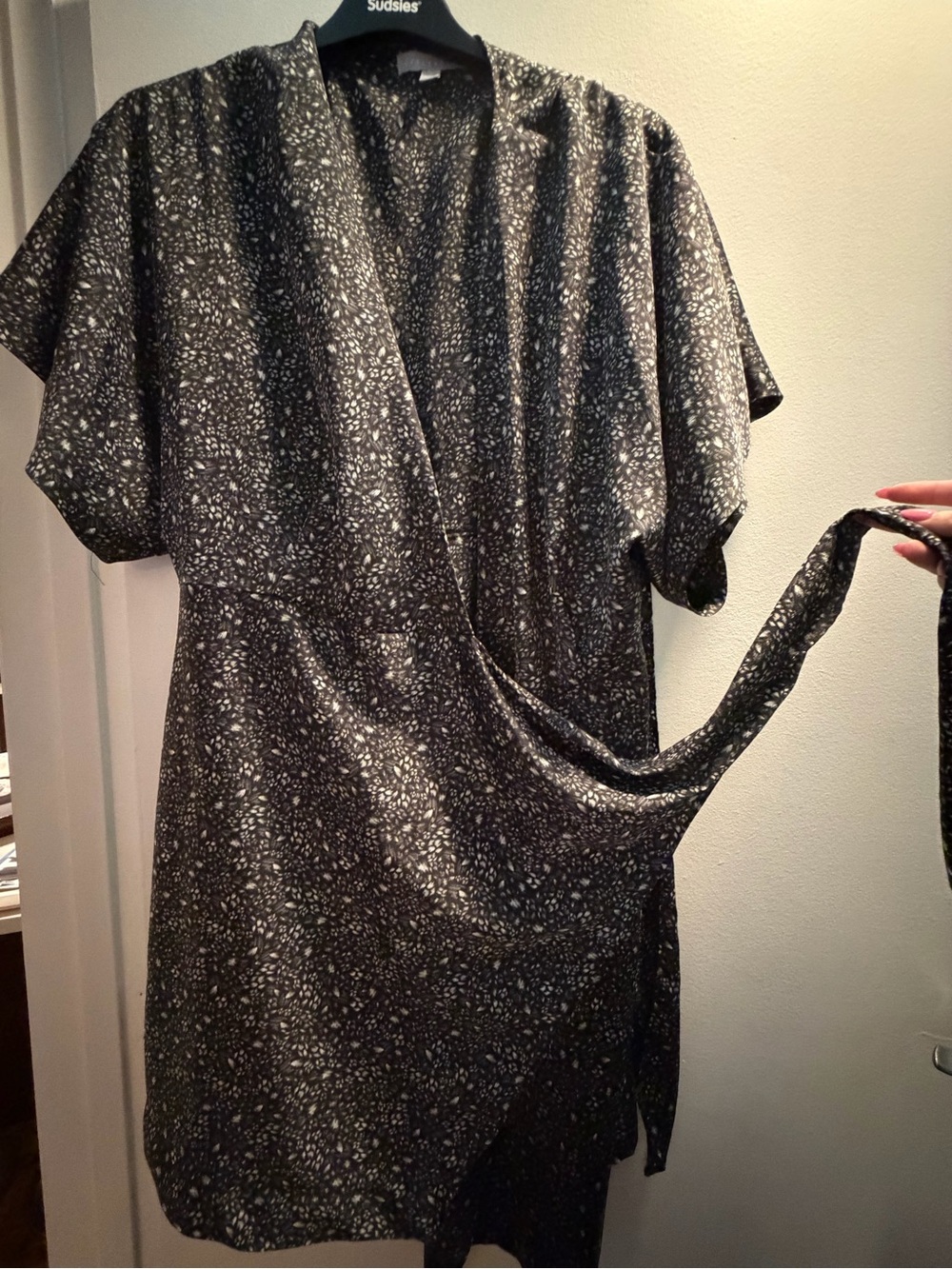 Chelsea28 Black and White Mini Wrap Dress